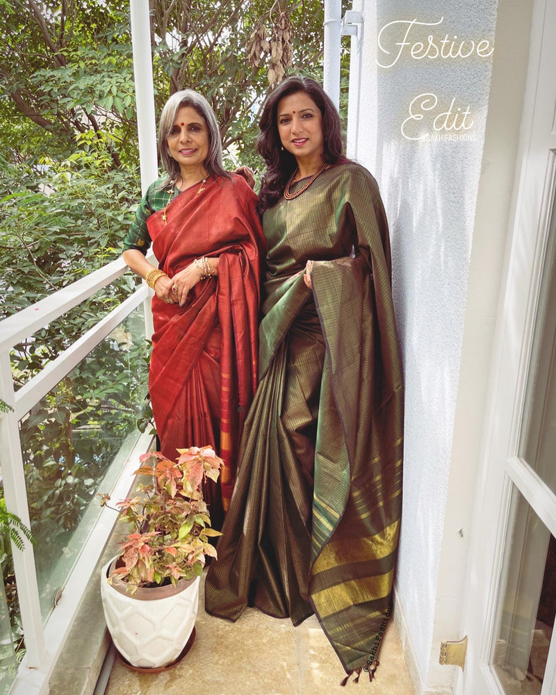 EE-W04385 Maroon Kanchi Saree