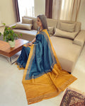 EE-W01407 Blue Tussar Saree