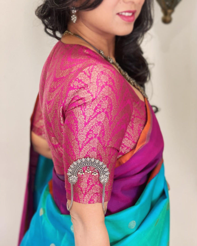 DRBL-20682R Pink Banarsi FBlouse