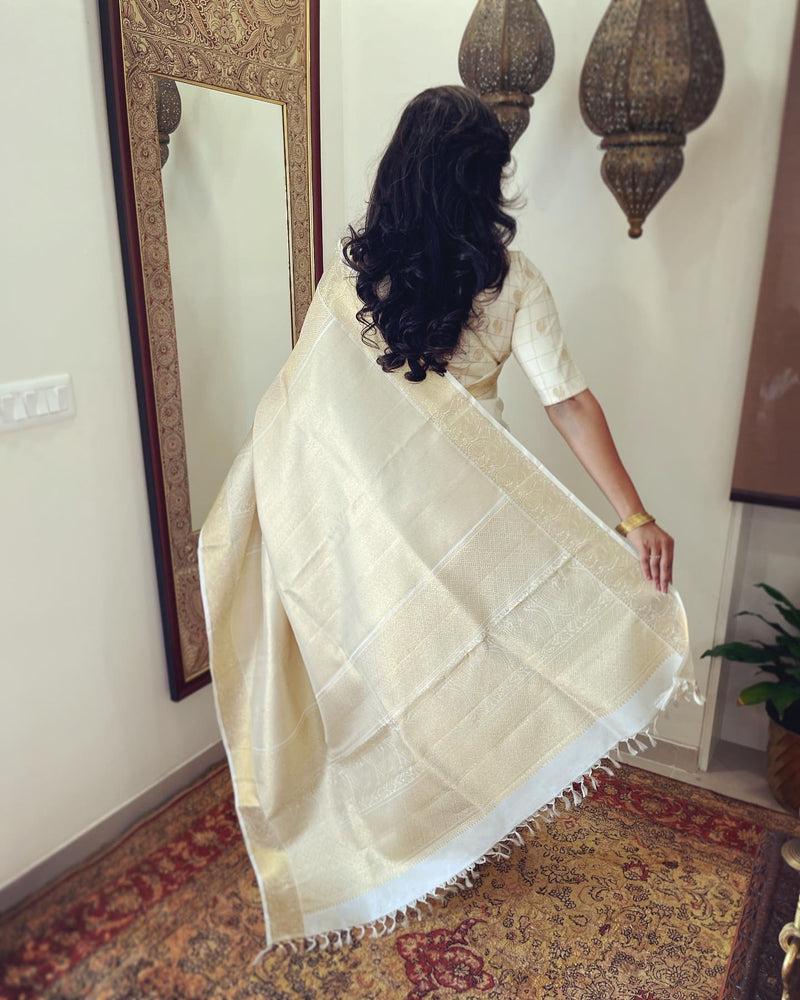 EE-W01760 Cream Kanchi Saree