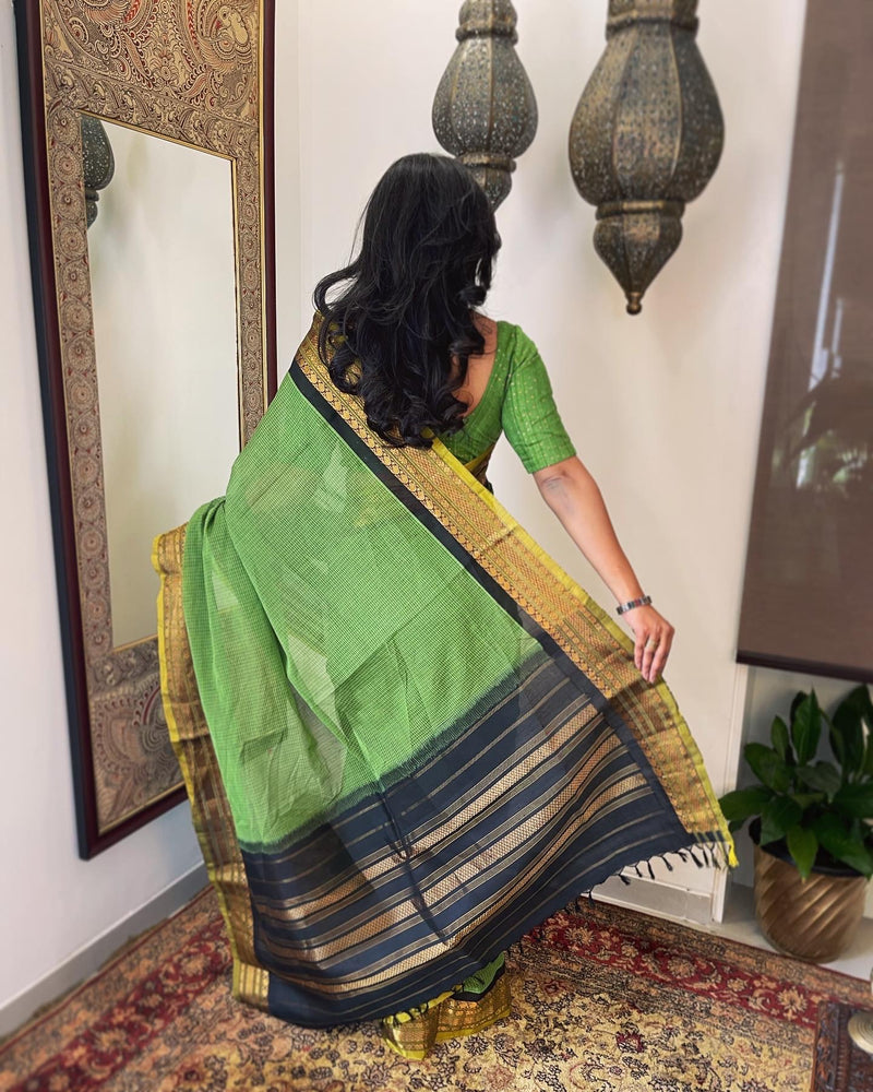 EE-W00873 Green Gadwal Sari