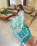 EE-V13008 Turquoise Banarsi Georgette
