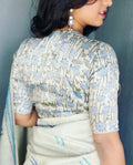 BL-V01954 Blue Floral Tissue Blouse