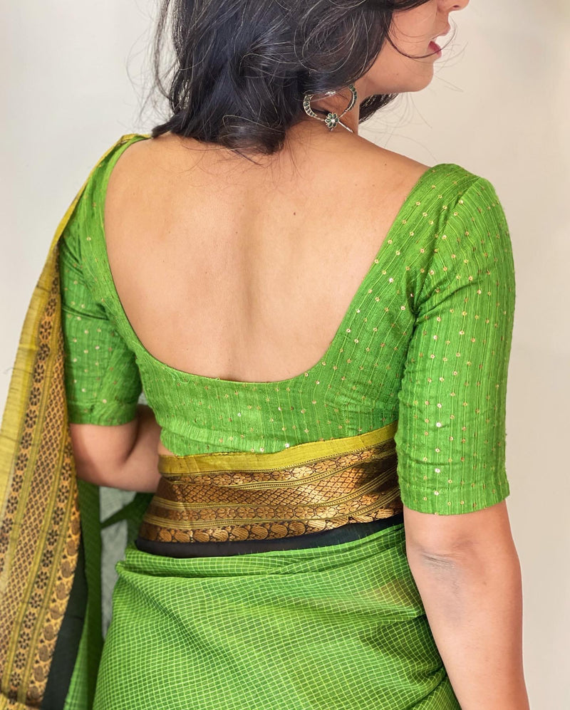 EE-W00873 Green Gadwal Sari