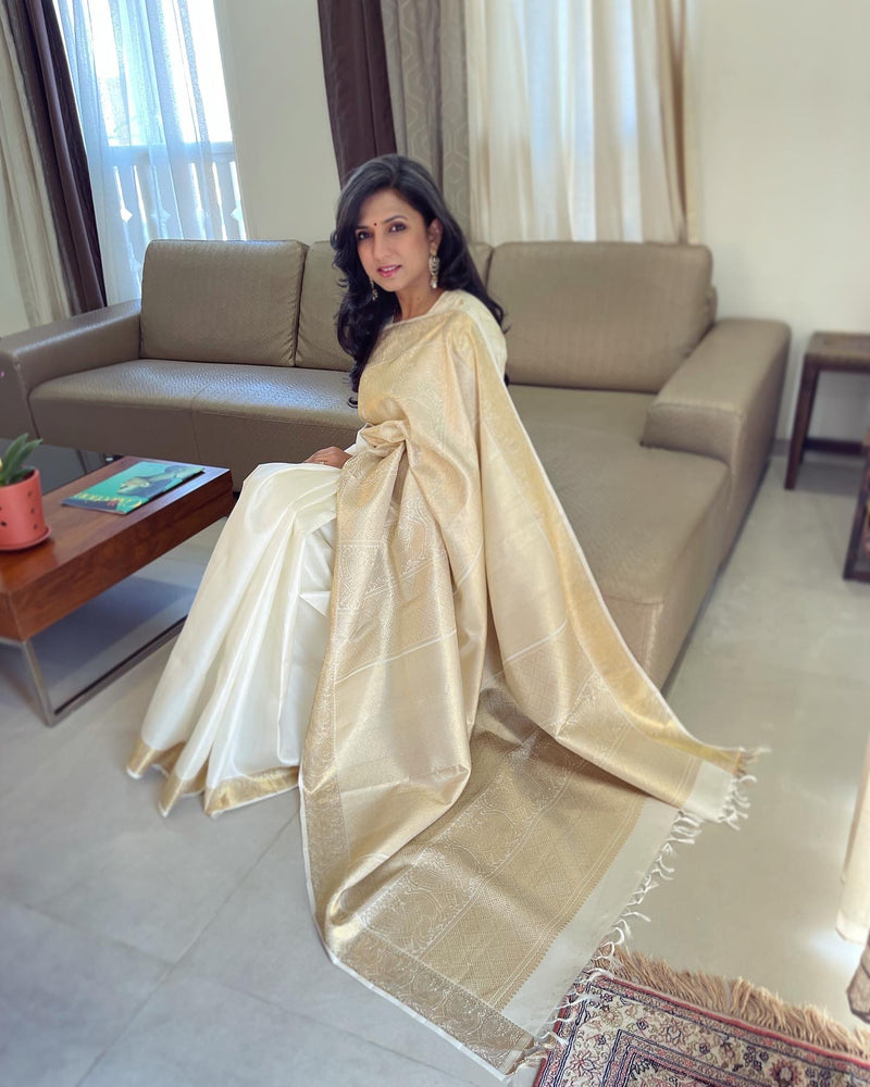 EE-W01760 Cream Kanchi Saree
