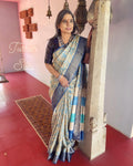 EE-V06845 Indigo Tussar Sari