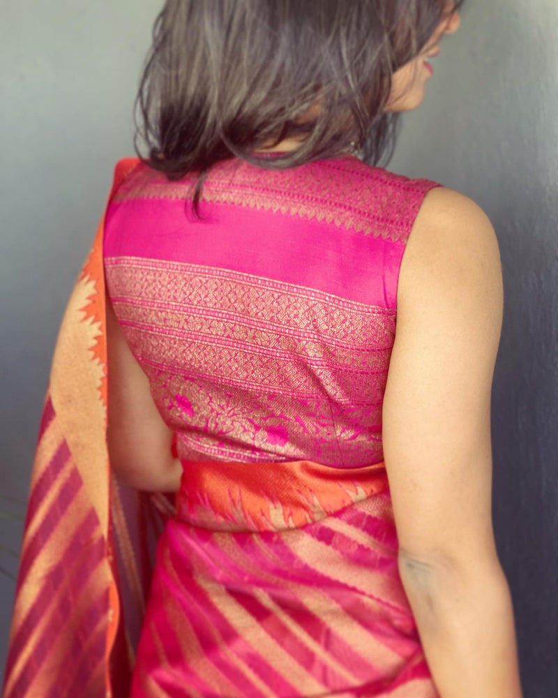 EE-V16366 Red Banarsi Kora Sari