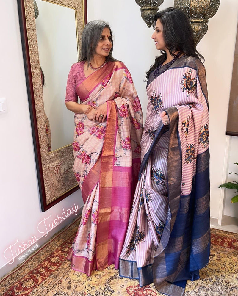 EE-V13683 Floral Tussar Saree