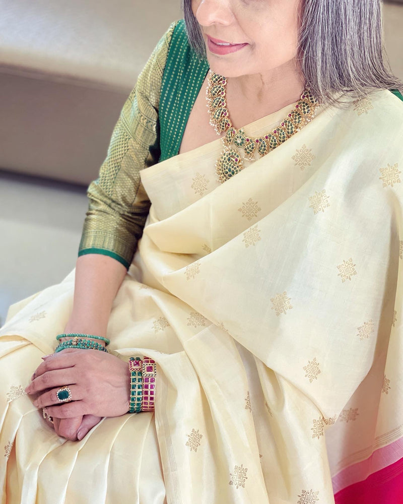 EE-W01857 Cream Kanchi Sari