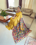 EE-V18672 Polka Kalamkari Tussar Sari
