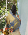 EE-W04387 Cream Blue Kanjeevaram
