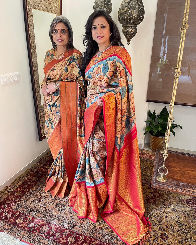 EE-W05047 Kalamkari Kanchi Silk