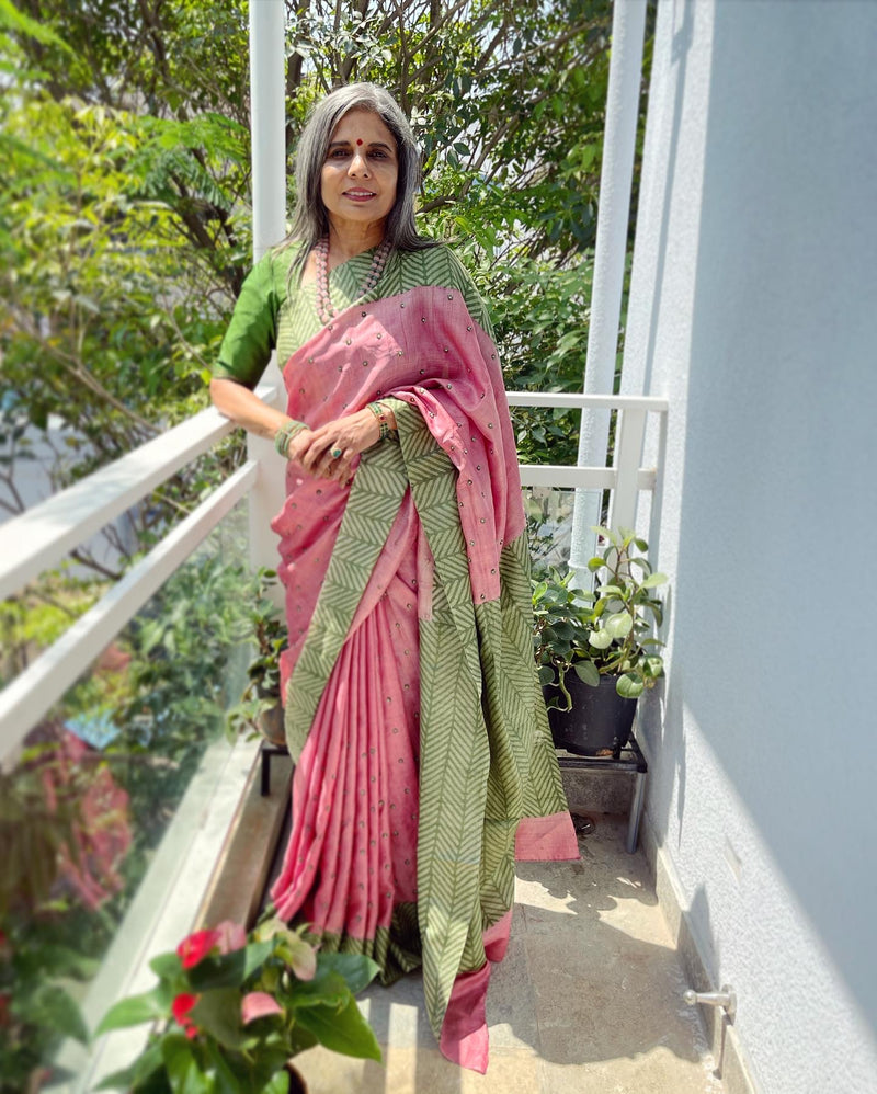 EE-W00801 Rose Tussar Saree