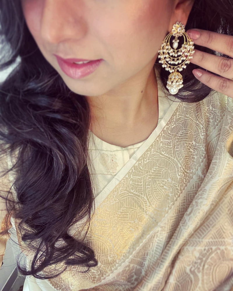 EE-W01760 Cream Kanchi Saree