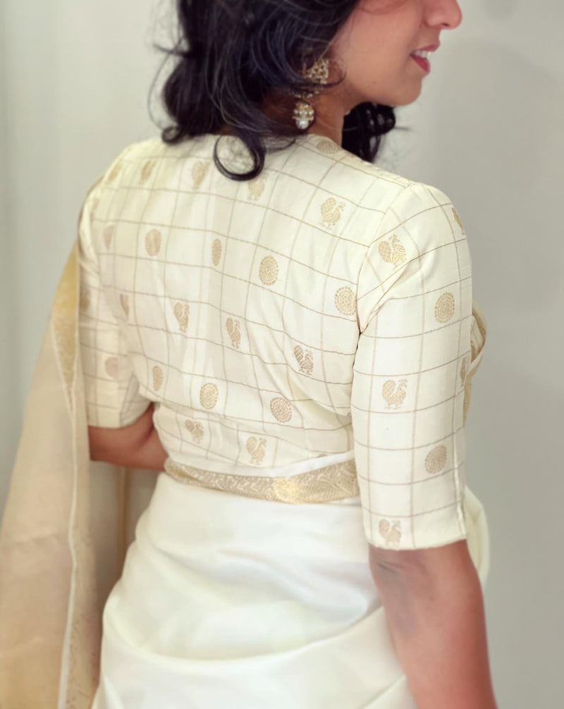 EE-W01760 Cream Kanchi Saree