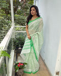 EE-W05796 White Linen Saree