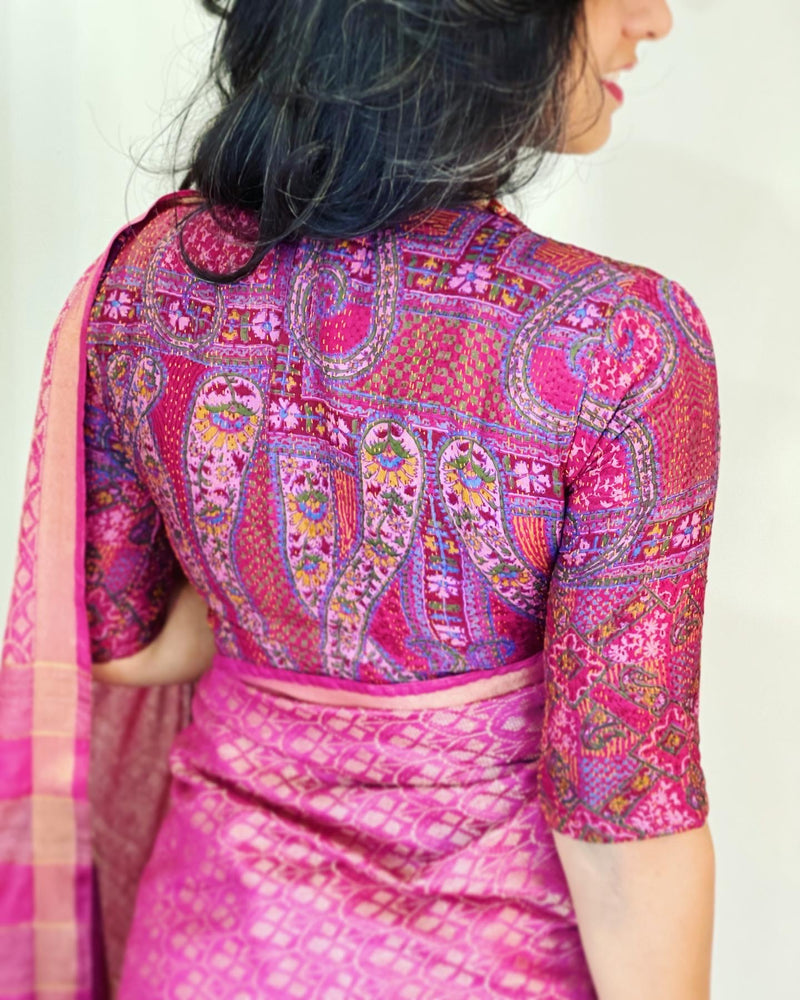 BL-W05231 Purple Kantha BlouseF
