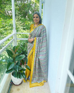 EE-V06847 Yellow Tussar Saree