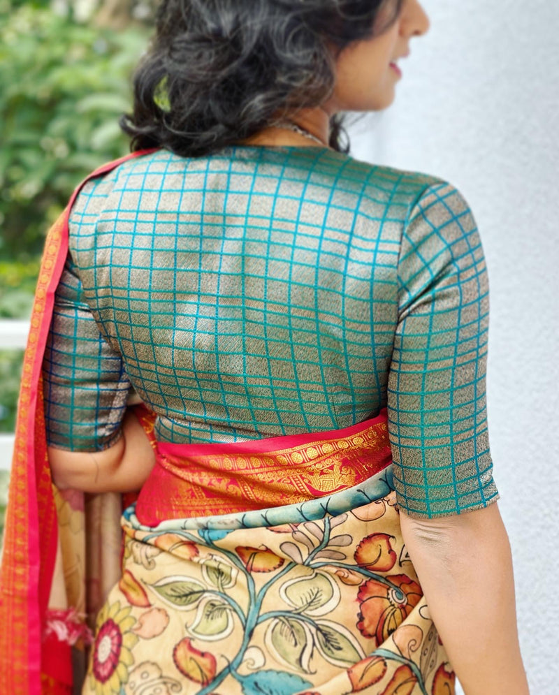 EE-W05047 Kalamkari Kanchi Silk