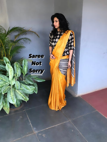 EE-S22576 Yellow Tussar Sari
