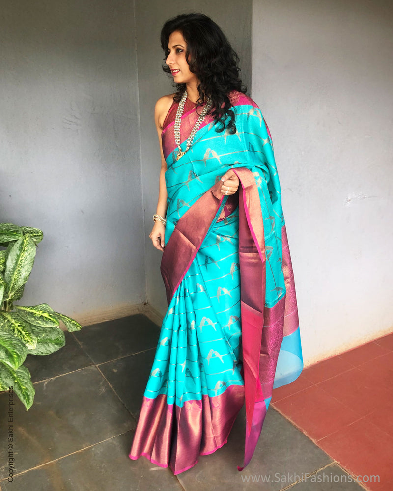EE-S26026 Blue Banarsi Saree