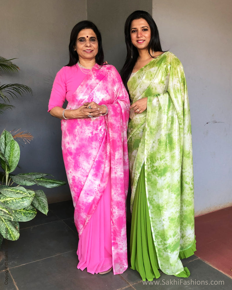 EE-S23320  Chutney Green Sequin saree