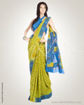 MSL-20865 - Green & Blue Pure Crepe Silk Saree