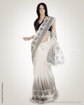 White & Black Super Net Saree