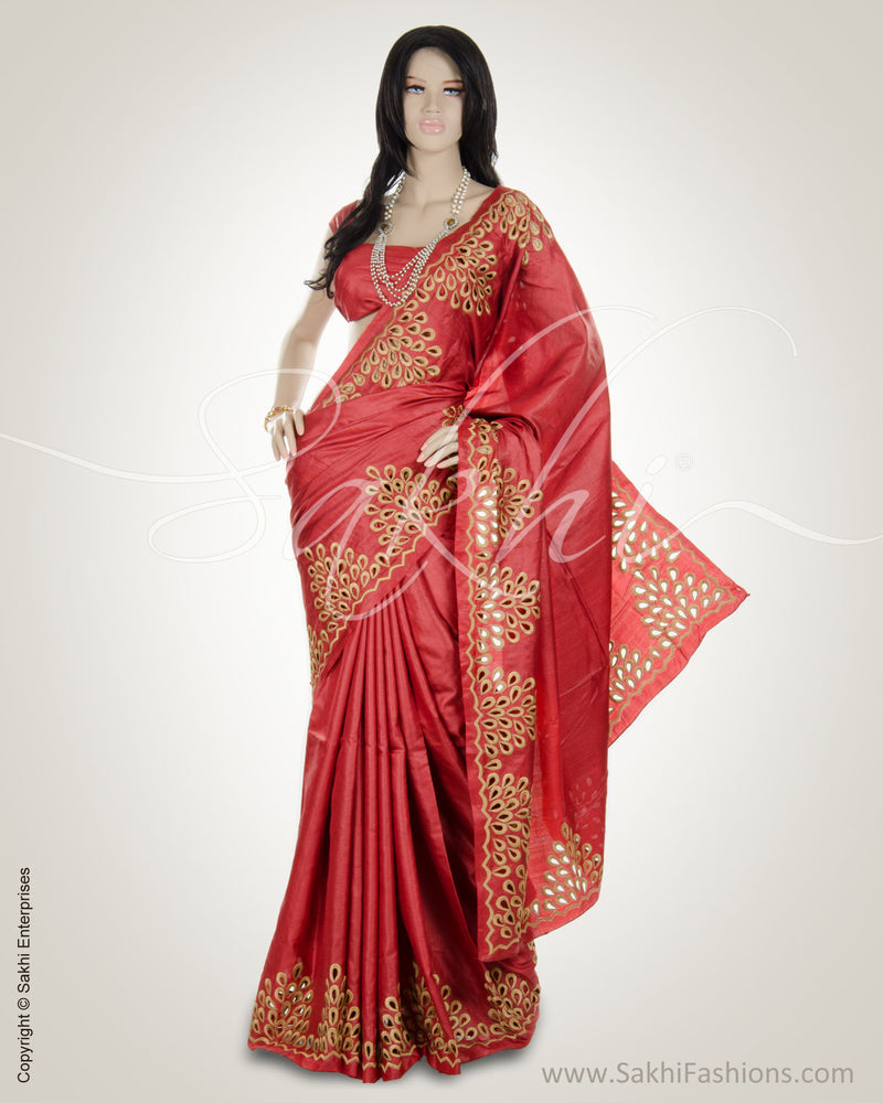 Maroon & Beige Pure Tussar Silk  Saree