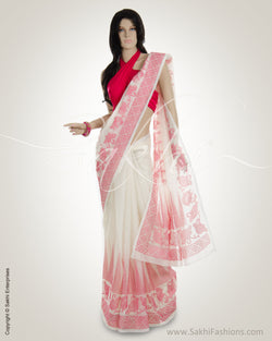 BGN-16630 Cream &  Super Net Saree