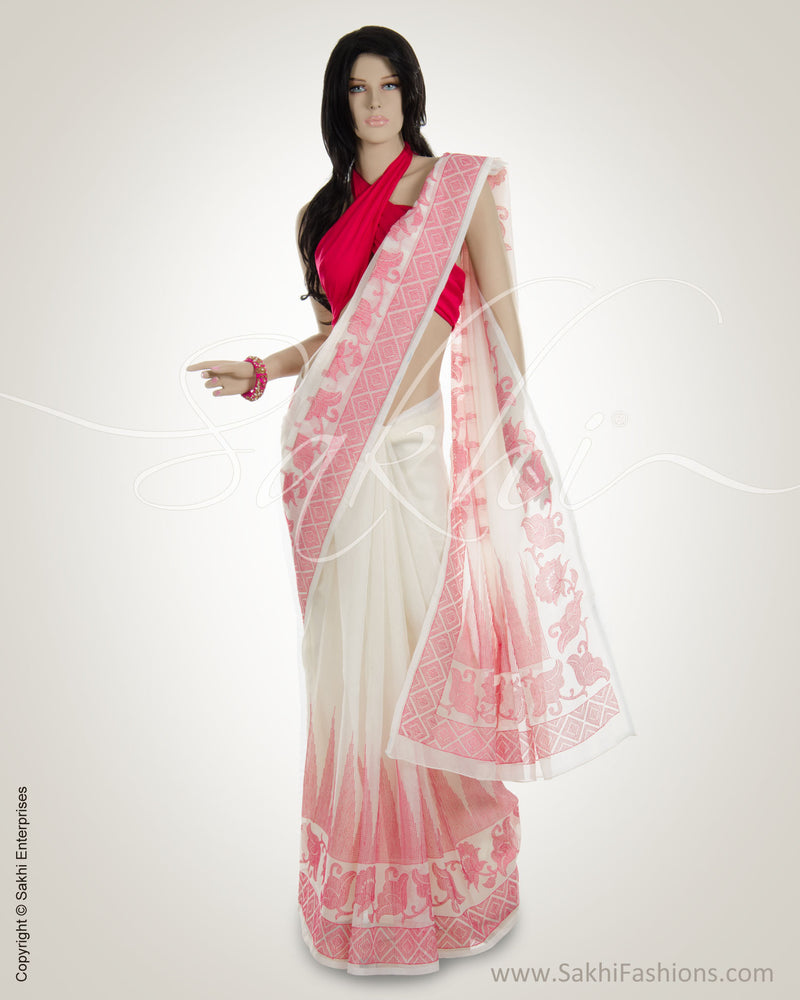 BGN-16630 Cream &  Super Net Saree