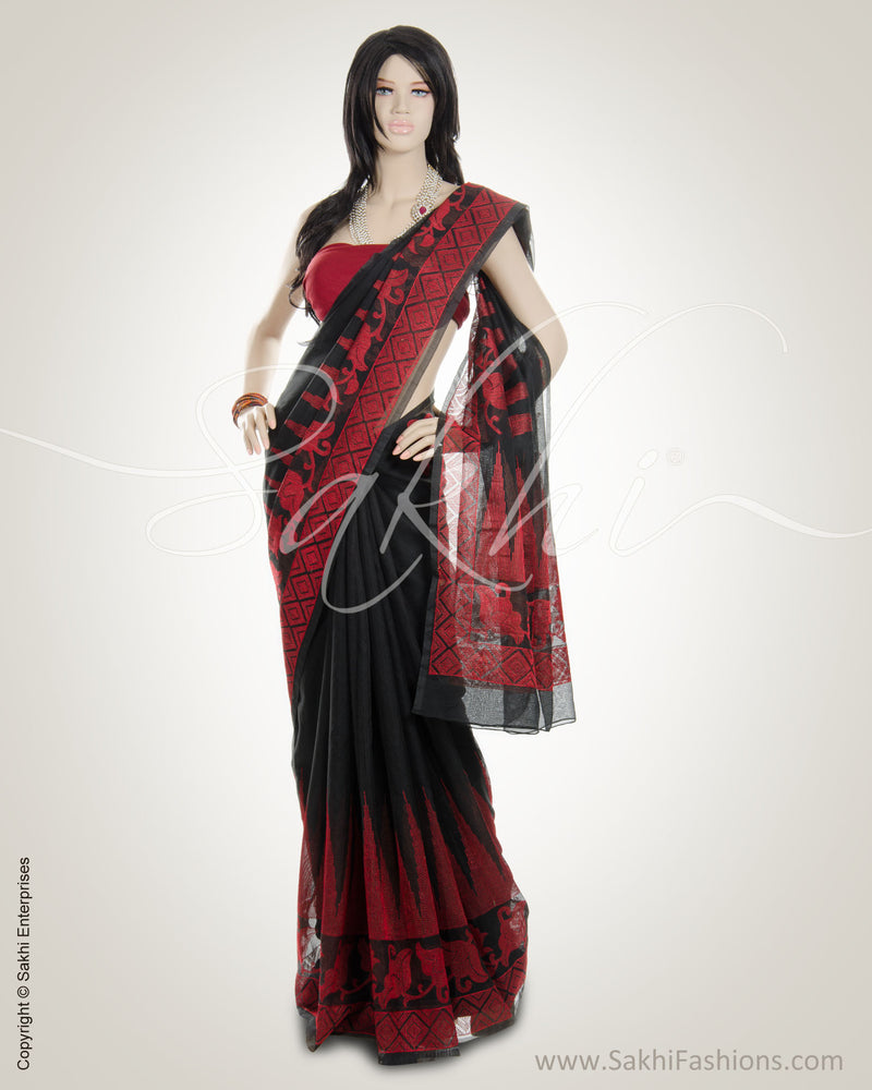 Black & Maroon Super Net Saree