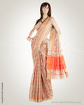 Beige & Orange Pure Tussar Silk  Saree