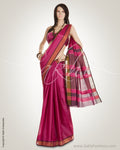 Pink & Black Pure Tussar Silk  Saree