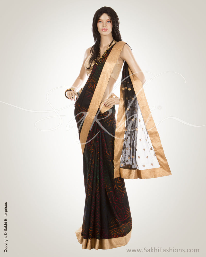 MSM-12703 - Black & Gold Pure Georgette Saree