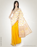 BGN-CA4 Yellow & Cream Cotton  Saree