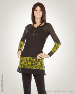 Black & Green Pure Cotton Kurti