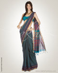 MSL-29426 - Blue. & Multi Pure X-Cotton Saree