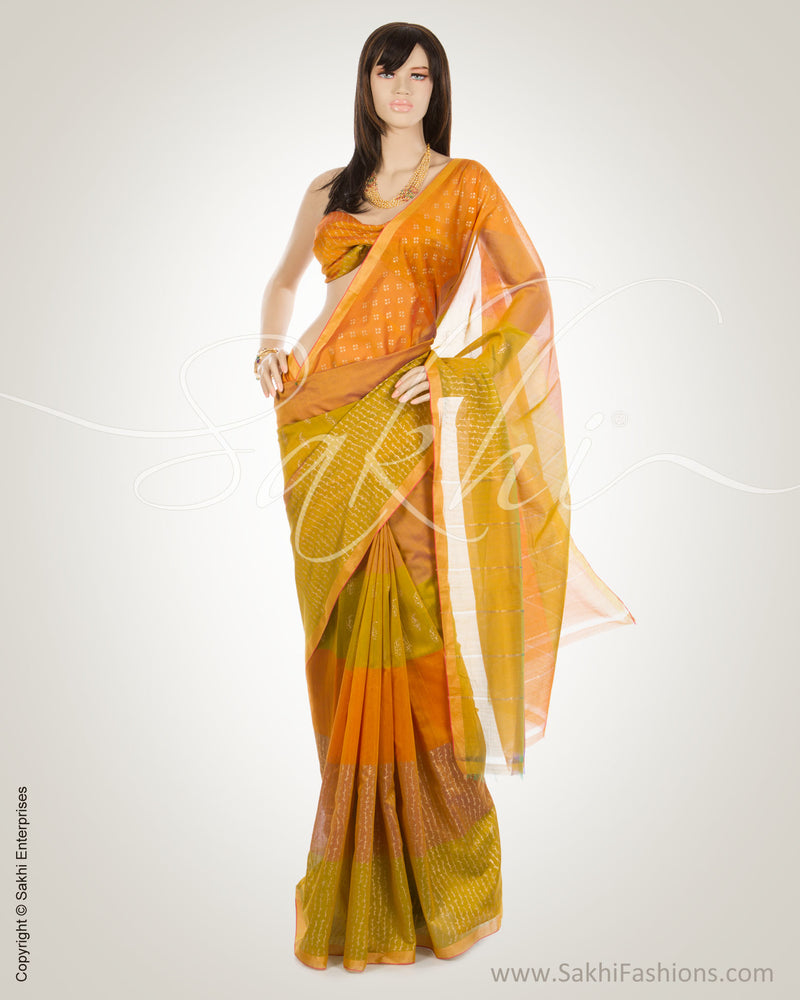 Yellow & Multi Chanderi Saree