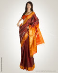 MSN-988 Maroon & Mustard Pure Kanchi Silk Saree