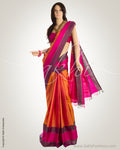 MSN-11146 - Mustard & Pink Pure Kanchi Silk Saree