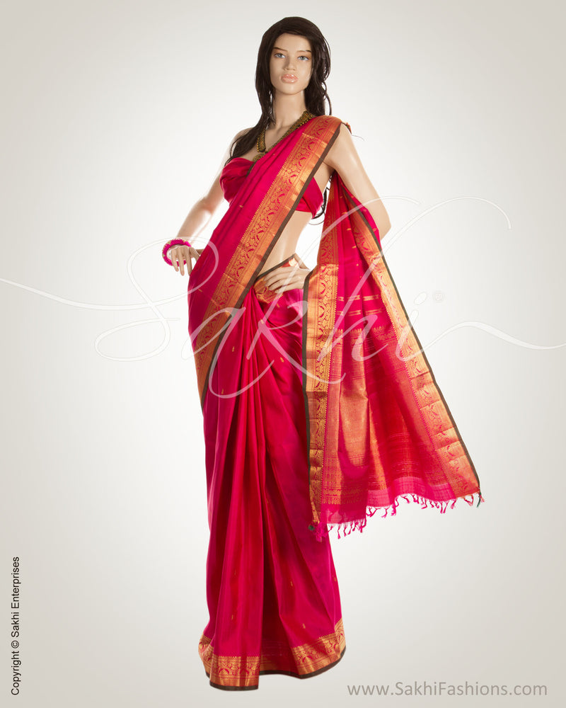 MSN-11151 Pink & Green Pure Kanchi Silk Saree