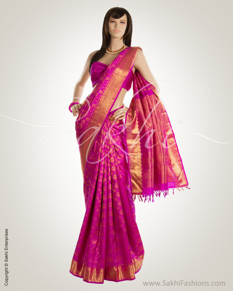 MSM-18428 Pink & Gold Pure Kanchi Silk Saree