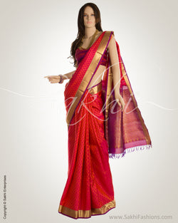 MSN-14970 - Pink & Purple Pure Kanchi Silk Saree