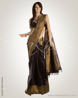 MSN-1156 - Black & Gold Pure Kanchi Silk Saree