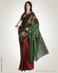 MSN-11578 Black Green Kanchi Kalamkari Sari