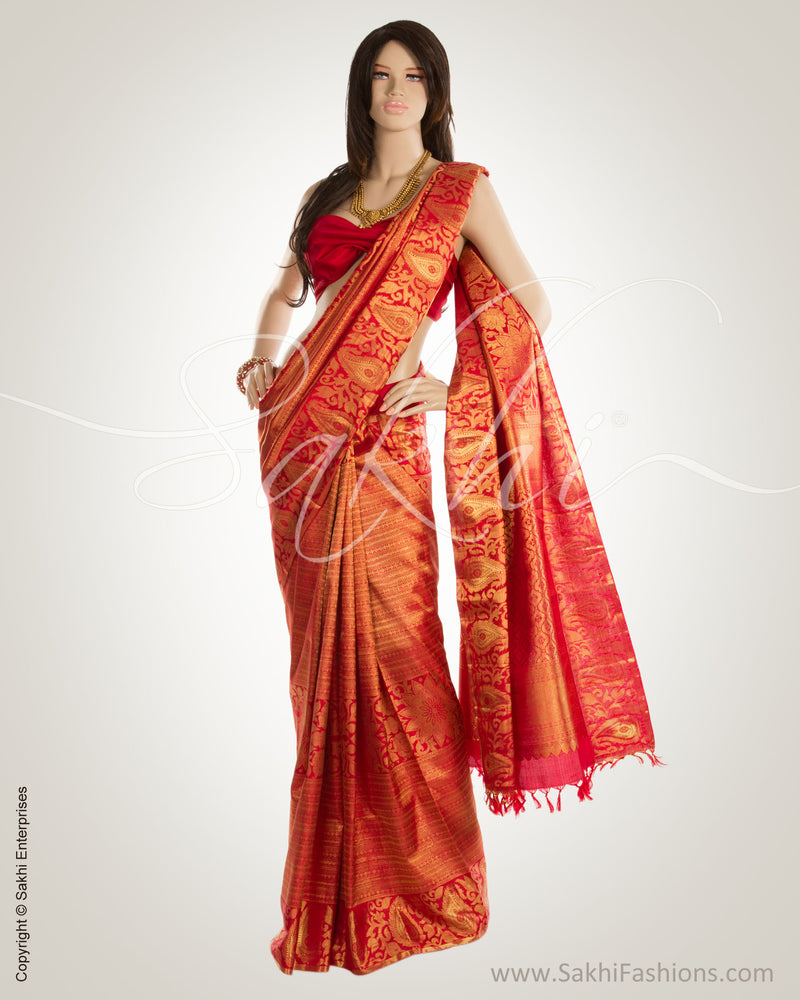MSN-1035 Red & Gold Pure Kanchi Silk Saree