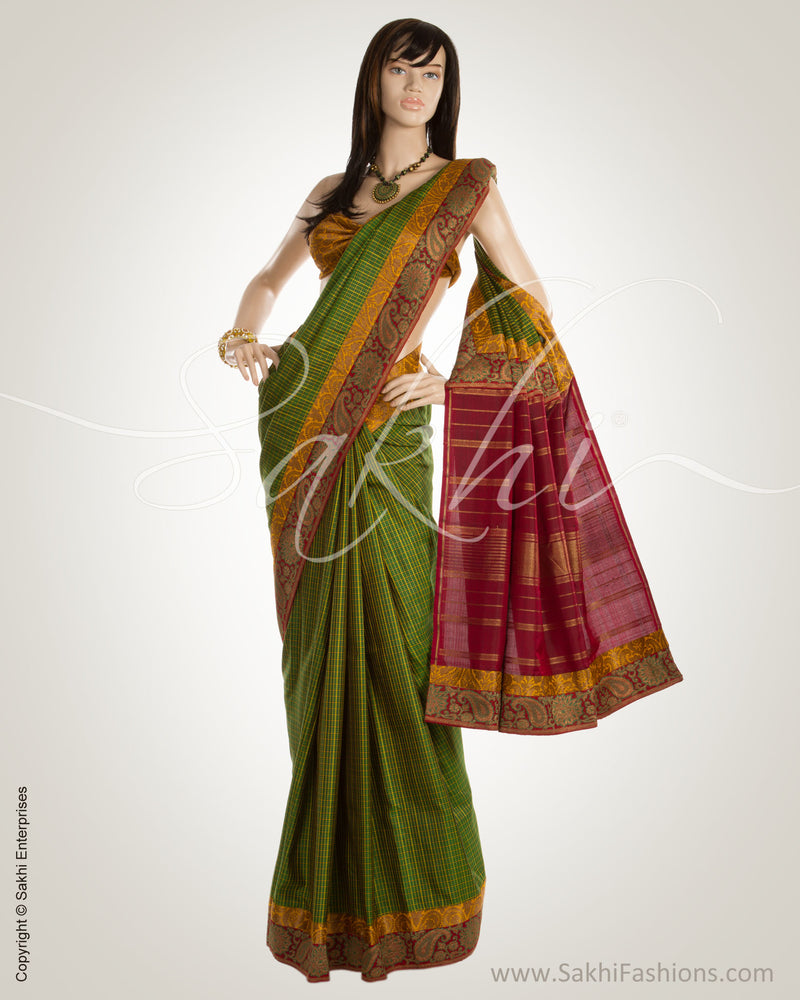 MSM-27886 - Green & Multi Colour Pure Kanchi Silk Saree