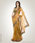 MSN-11826 - Mustard & Multi Pure Organza Silk Saree