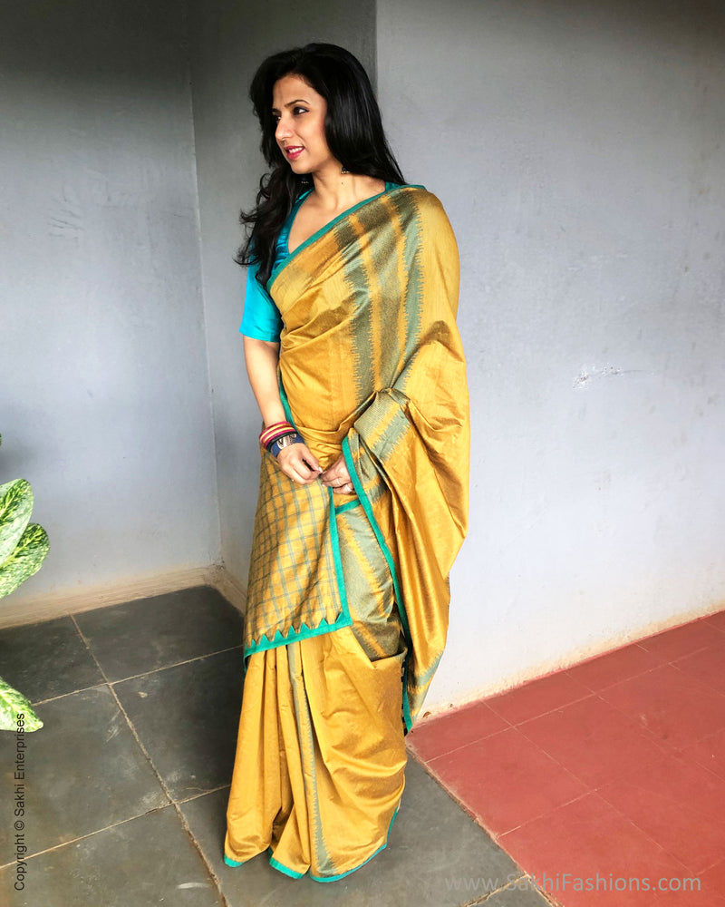 EE-S26712 Mustard Blue Sari